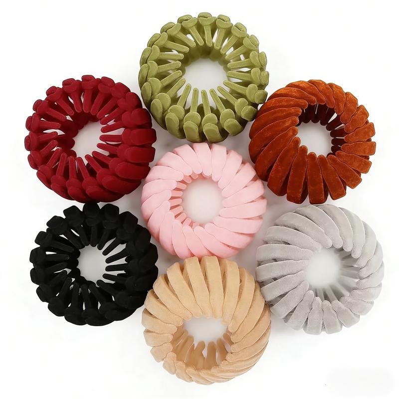 Bohemian Style Bird Nest Magic Hair Clips Set 7pcs, Elegant Cute Hollow, Out Round Plastic Hair Bun Accessories for Women with Wedding Festival Hair Decor