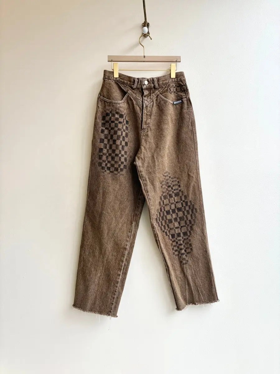 Overshot Woven Patterned Jeans | Hand Painted (Reworked)