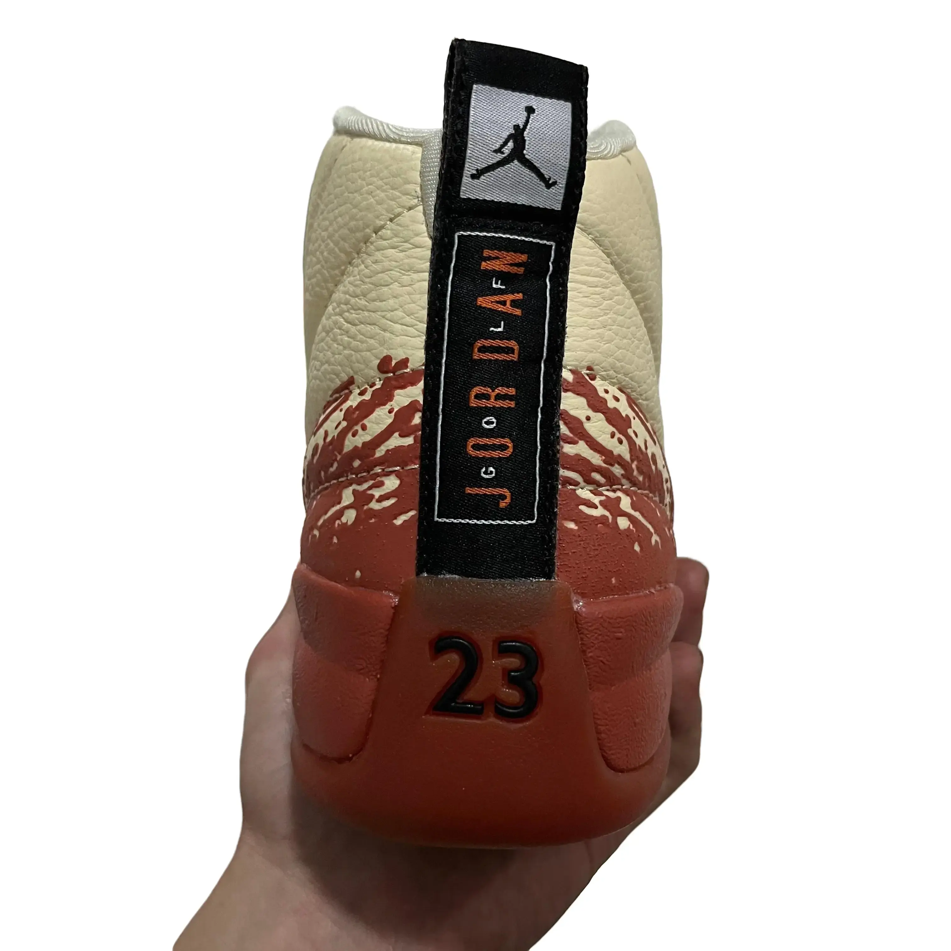 Unisex Cream-Rust Orange 2-Tone Suede Mid-Top Retro Basketball Sneakers - Lace-Up, Cartoon Graphic, Orange Traction Outsole Street Casual Sports Shoes for Daily Wear