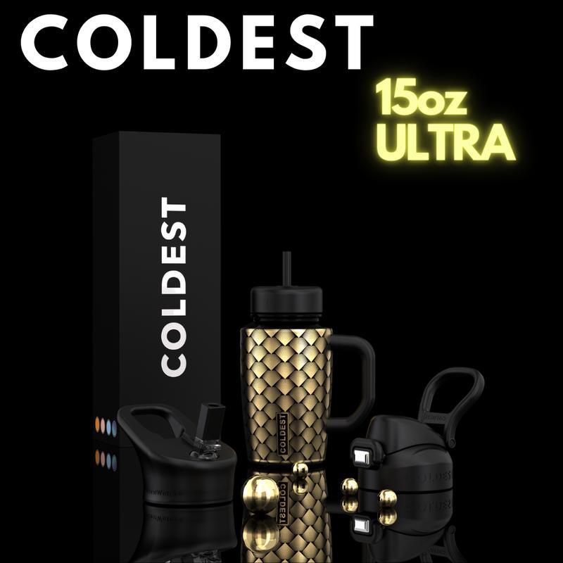 COLDEST 15oz Limitless Ultra V8 – Premium 15oz Stainless Steel Insulated Bottle | Leakproof, Ultra Cold, Durable Hydration for Gym, Work, Travel, School & Daily Life | Compact Metal Bottle with All-Day Ice Retention & Tough Design