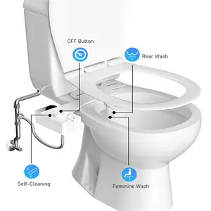 Adjustable Water Pressure Ass Sprayer Bidet Sprayer Attachment Non-Electric  Ultra-Slim Toilet Seat Attachment Dual Nozzle Bide