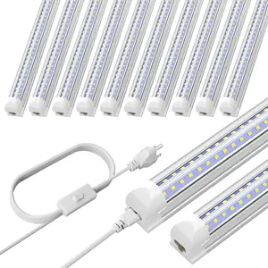 (Pack of 12) Linkable LED Utility Shop Lights for Garage, 4FT, 40W, 4000lm, 6500K, T8 Light Tube, Integrated Single Fixture, Cool White, V Shape, Garage, Basement, Plug and Play