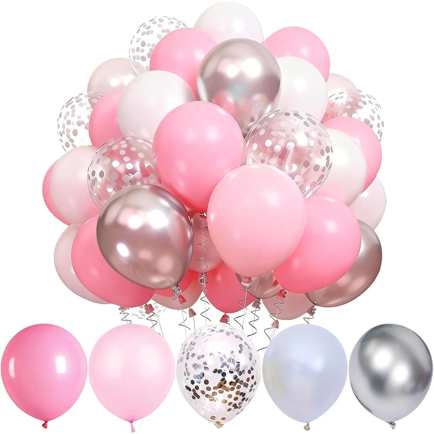 Metallic  Balloon White  Balloon and  Confetti Balloons for Graduation Wedding Birthday  Shower Party Decorations