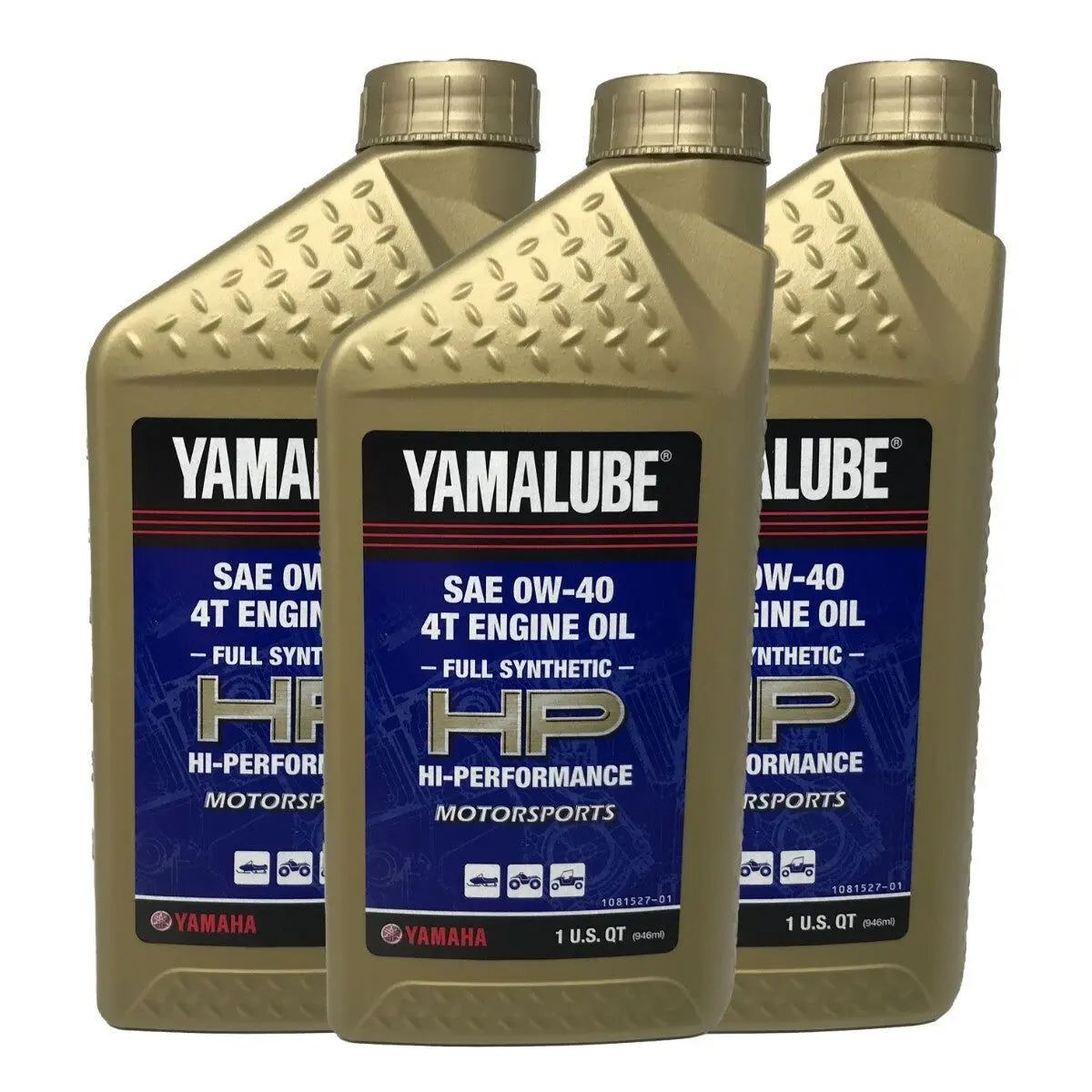 Yamaha Genuine OEM Yamalube Full Synthetic 0W-40 Oil LUB-00W40-FS-12 - 3 Pack