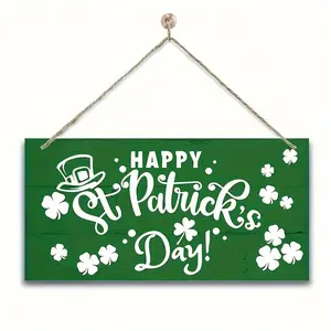 St Patrick's Day Wooden Decorative Sign, Printed Wall Art Sign, Door Hanging Sign, Clover Sign for St Patrick's Day Decoration, Rustic Farmhouse Decor