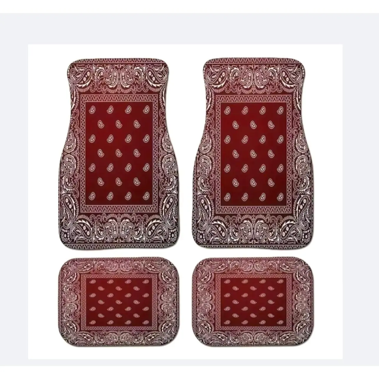 All Season 4 Piece Retro Car Floor Mats Set with Deep Groove Technology for SUV Truck Van Weatherproof Interior Protection Non-Slip Backing Boho Pattern