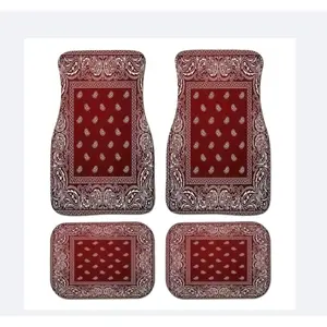 All Season 4 Piece Retro Car Floor Mats Set with Deep Groove Technology for SUV Truck Van Weatherproof Interior Protection Non-Slip Backing Boho Pattern