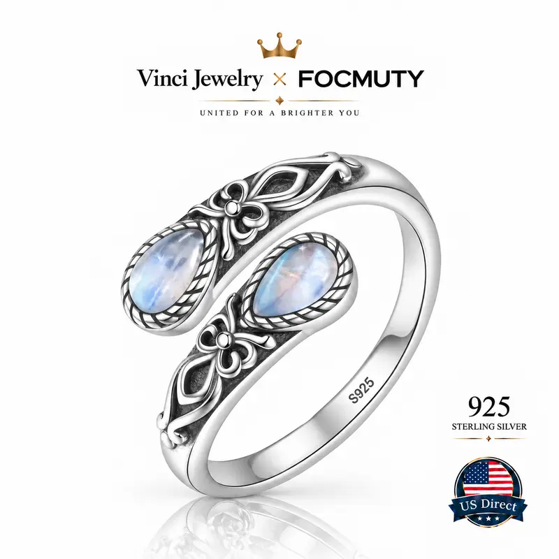 FOCMUTY 925 Sterling Silver Vintage Floral Ring for Women & Men, Retro Flower Design, Everyday Jewelry, Birthday & Mother's Day Gift Statement Spiral Ring