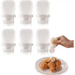 6 Pack 30ml/1 oz Silicone Condiment Squeeze Bottles Small Travel Salad Dressing Containers To Go for Lunch Box with Labels