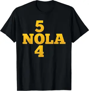 100%cotton NOLA 504 Area Code T-Shirt - Black, Unisex-Adults