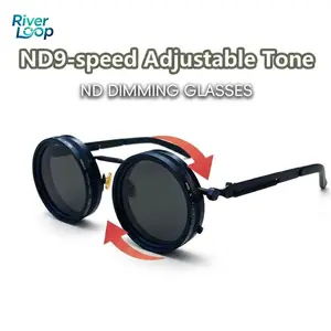 Polarized Round Sunglasses ND9 Adjustable Dimming Sun Glasses Men Women Retro Punk Men's Fishing Eyeglasses Outdoor Shades UV400 Indoor leisure equipment
