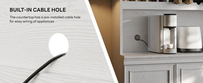 LIKIMIO 74.8" Cabinet with Glass Doors, Tall Kitchen Pantry, Storage Cabinet with Microwave Stand, 4 Adjustable Shelves, Wine & Glass Station, Modern Display Cabinet for Home Living Room