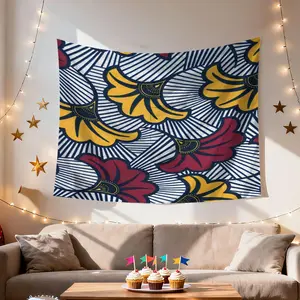 Ankara Wax Print Linen African-Aztec Style Tapestry - Peach Daily Home Decor Wall Art, Ideal for Room Festive Decor, Effortlessly Creates Unique Atmosphere