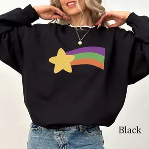 Mabel Rainbow Shooting Star Sweatshirt Gravity Fall Sweatshirt, Cotton Fabric Sweatshirt, Printed Women's Top, Casual Womenswear Sweatshirt Love Lady