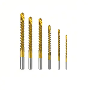 Titanium-Plated High-Speed Steel Drill Bits Set Metalworking & Wood Drilling Sharp Serrated Design Anti-Rust Coating Power Tool Accessories