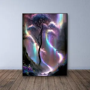 Aurora Tree Pattern DIY Diamond Arts Colorful Painting Kit without Frame, DIY 5D Diamond Arts Colorful Painting Kit, Wall Art Decor for Home