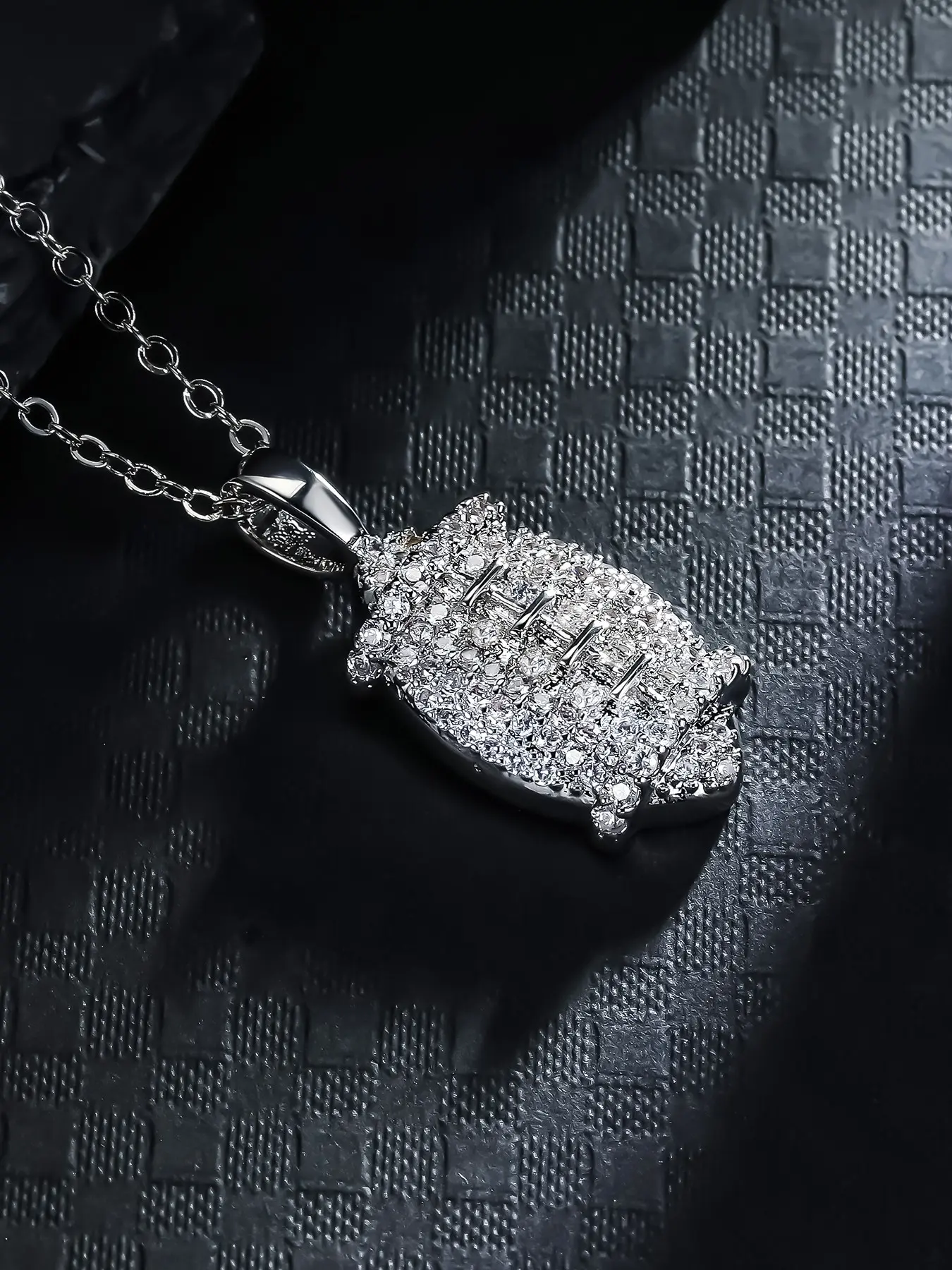 Iced Chics Hip-Hop Football Pendant Necklace, Unique Accessory, 24-Inch Chain, Copper-Plated Zircon, Street Style Jewelry, Iced Out Jewelry
