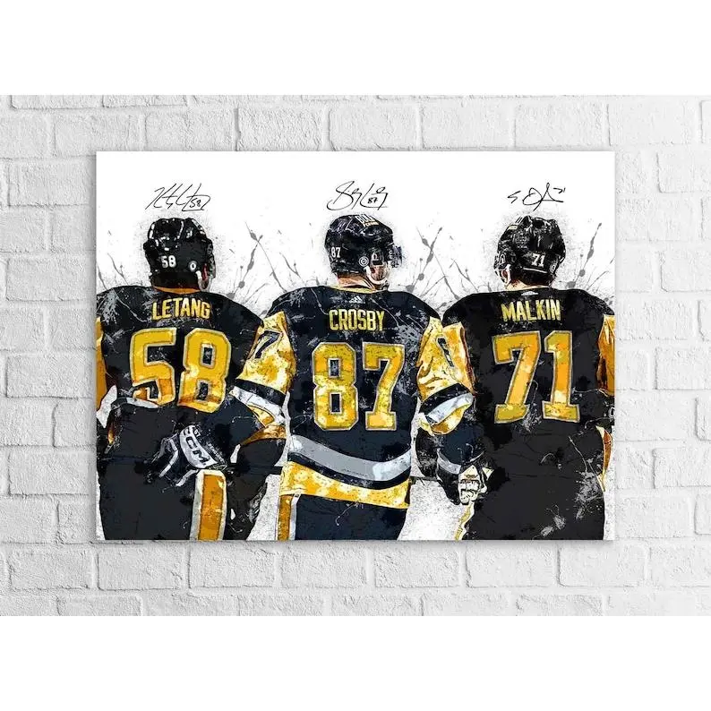 Pittsburgh Penguins Poster, Crosby, Malkin, Letang, Sports Art