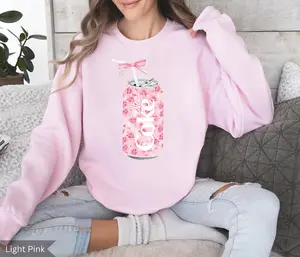 Coquette Diet Coke Sweatshirt, Floral Diet Coke Shirt, Cute Baby Pink Bow Tee, Trendy Soda Can With Roses, Fun Coke Lover Gift, Coquette Pink Bow Tee