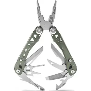 19-in-1 Mutitool, Stainless Steel Multi-functional Pliers with Screwdrivers, Foldable Multitools with  and Sheath, Ideal for Camping,,Repair   for Men(Green)