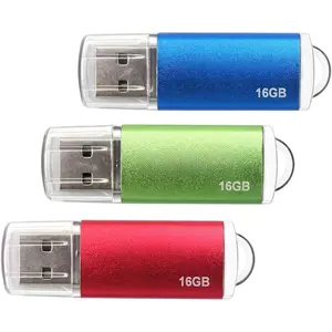 3 Pack 16GB USB 2.0 Flash Drive Memory Stick Thumb Drive Thumb Stick Jump Drive Zip Drive Pen Drive,with LED ,3 Pcs Colors:Red/Green/Blue