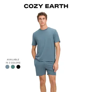 Cozy Earth Men’s First Layer Pajama Tee & Short Set | Ultra-Soft Bamboo Viscose & Supima Cotton Lounge Set