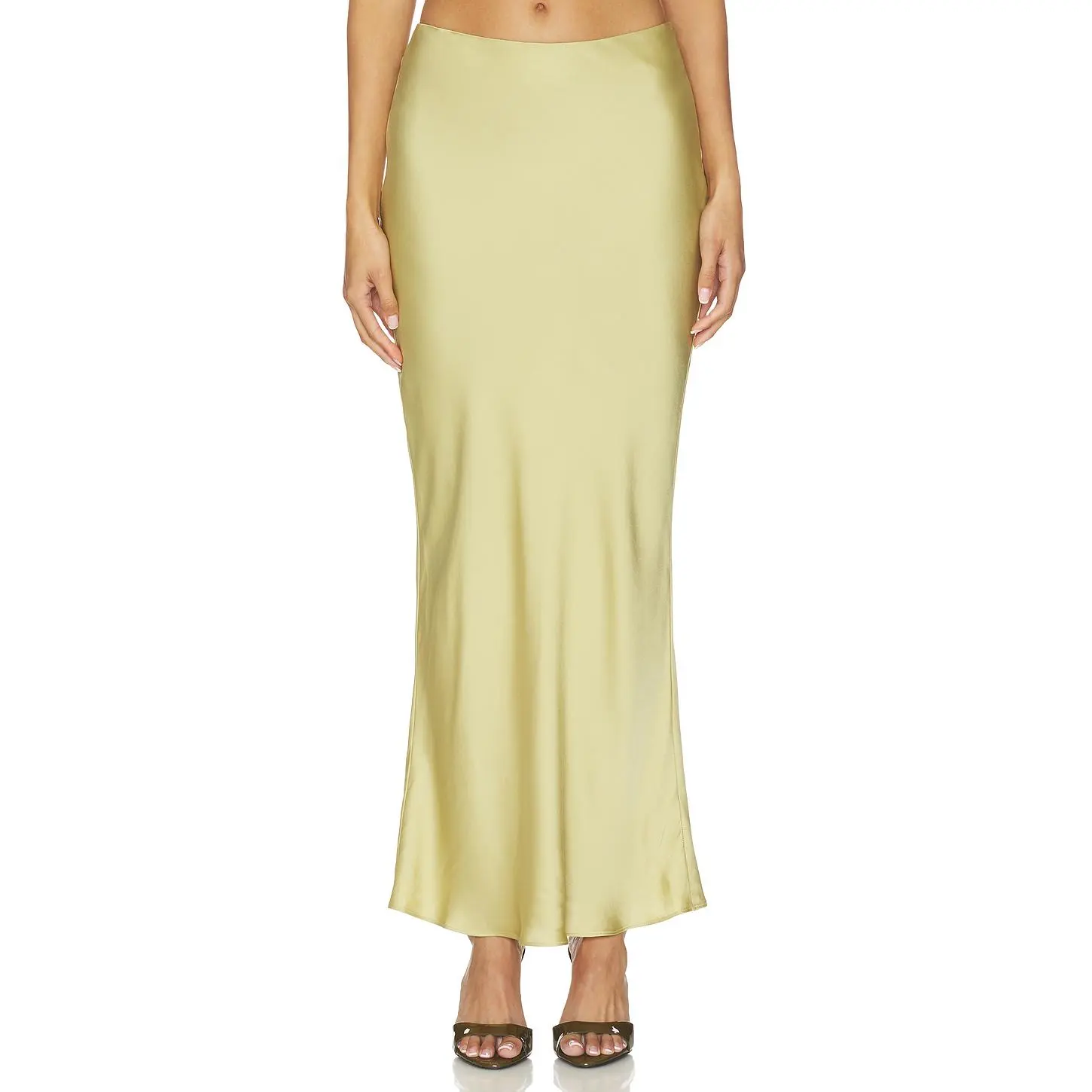 EAVES Reidun Maxi Skirt in Pale Olive Green