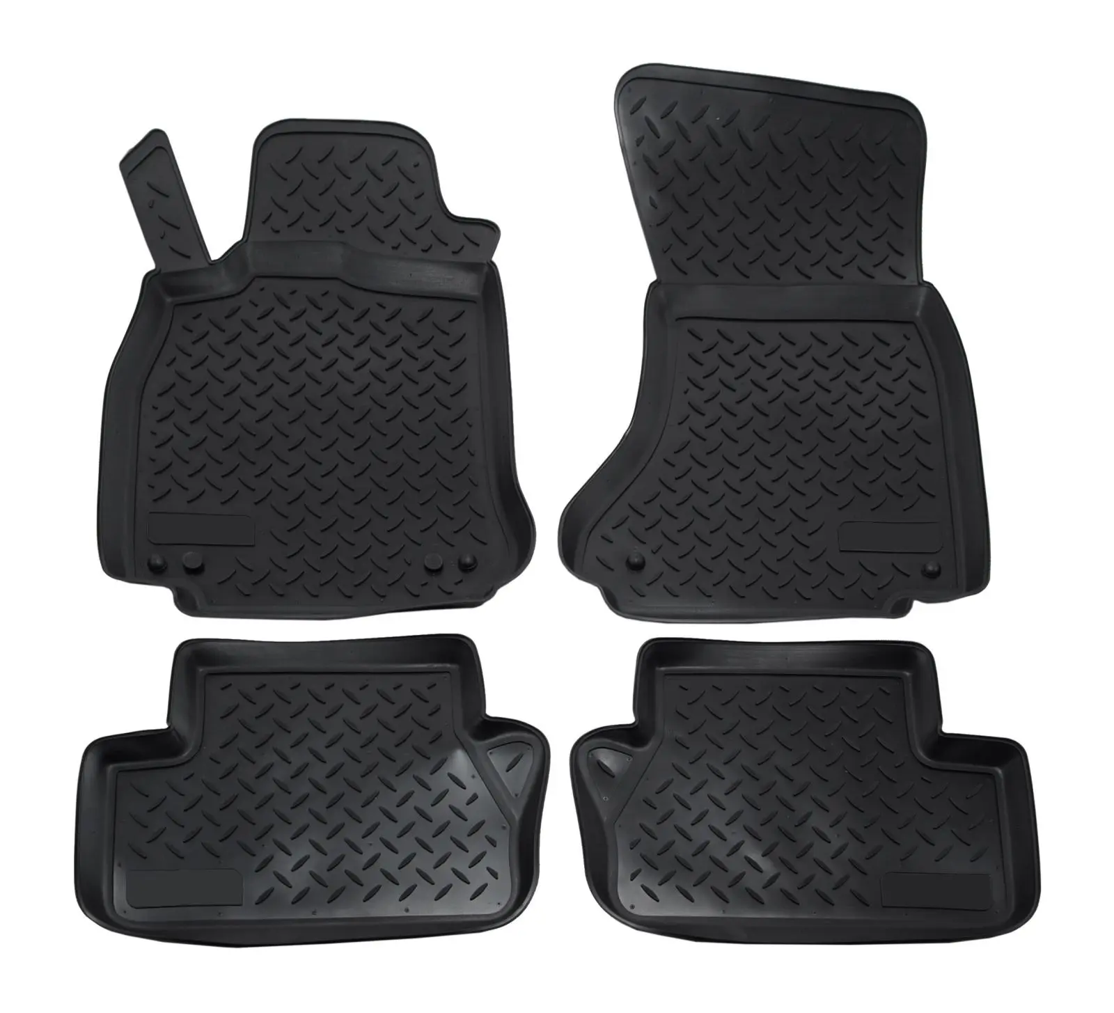 Custom Fit 3D Floor Mats for 2008-2016 Audi A4 S4 (B8) - Heavy Duty Rubber Mats, Full Set for Front & 2nd Row - Black
