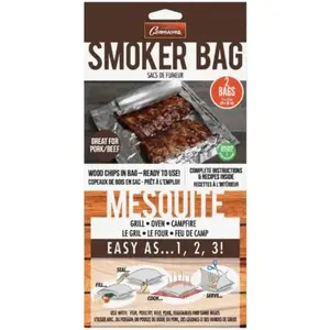 Camerons Smoker Bags - X Large Mesquite Smoker Bags with Built in Wood Chips (2-Count) - Easily Infuse Smoke Flavor in Any Oven or BBQ (11in x 12in) - Holds Entire Meal