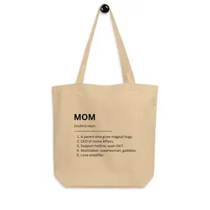 Mum Mom Dictionary Meaning Best Eco Tote Bag pink and black casual