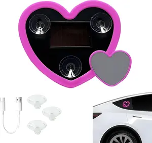Solar-Powered Car LED Ambient Lights Dual Heart-Shaped Neon Decorative Lights for Rear and Side Windows 5 Modes Wireless Installation Romantic Gift for Christmas Valentine's Day Date Nights Car Interior Lighting