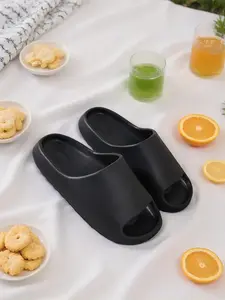 Unisex Fashion Non-Slip Slides - 4 Seasons Usable, Simple Solid Color, Soft Comfortable, Versatile Home Slippers for Indoor Bathroom & Outdoor, Thick Bottom Slippers