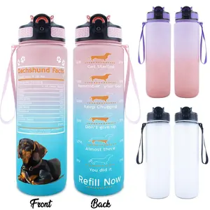 1pc 32oz Sports Water Bottle Dachshund Facts Themed Design featuring Cute Dachshund Image Function Ideal for Daily Use Dog Lovers Gift Choice