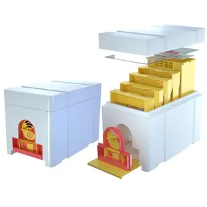 Benefitbee 1set Nuc Box for Bees, 120g/m³ High Density Foam Beehive Kit with 4 Plastic Frames & 1 Feeder, Queen Bee Mating Rearing Hives Essential Beekeeping Supplies