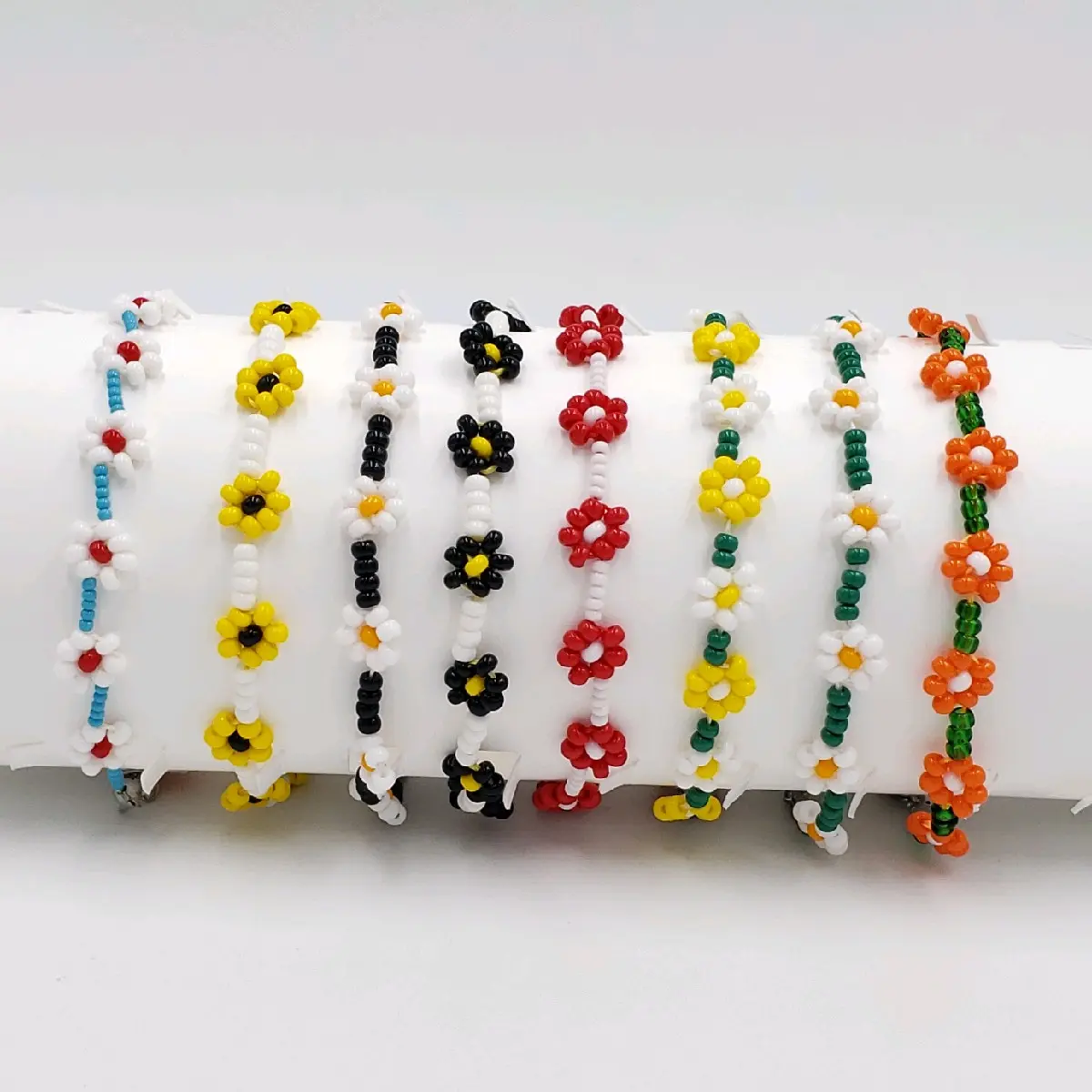 Daisy Chain Beaded Bracelet, Handmade Jewelry, Flower Bracelet, Chain Bracelet Friendship Bracelet, Gift, adjustable