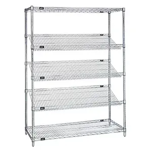 212 MAIN Quantum Storage 1848SL6C Wire Frame Slanted Shelf Organiser - 5-Layer Chrome Modular Rack, Holder for Large Home Appliance Parts & Accessories
