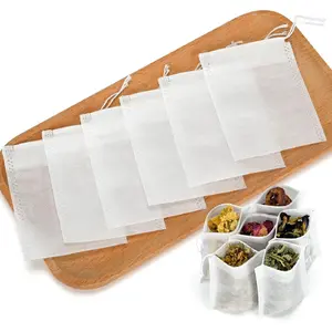300PCS Empty Tea Filter Bags – Disposable Cotton Drawstring Tea Infuser Sachets, Fillable for Loose Leaf Tea, Coffee, Herbs, Spices, and DIY Blends (3.54"x2.75")