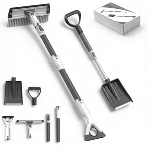 47.3inch Car Snow Brush and Ice Scraper, 3-in-1 Retractable Snow Shovel, Wide Head Snow Shovel and Ice Scraper 180° Rotating Snow Removal Brush Head for Car Windshield, Durable Snow Remover with Foam Grip