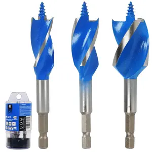 Auger Drill Bit Set for , 3-, 5/8", 3/4" and 1" Inch Size, 4-Inch Long with Storage Case, Impact  Auger Set with Quick Change