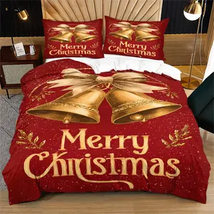 Christmas Theme Bedding Set, Large Size Design with Cool Snowman Print, Soft Fabric, Suitable for All Seasons, 1 Fitted Sheet and 1/2 Pillowcases