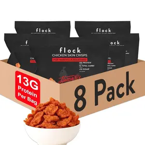 Flock Keto Chicken Skin Chips – 4 Flavors Variety Pack, Low Carb, High Protein, Gluten-Free Chicken Crisps, Keto Snack, Low Carb Chips, Protein Crackers, Diet Snacks, 8-Pack (1oz)