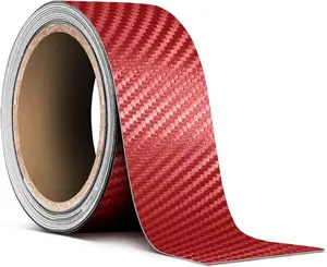 Dry Carbon Fiber Detailing Vinyl Wrap Tape 2 Inch x 20ft Roll DIY (Red)