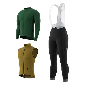 CL1205 LS Jersey + BL2601 Bib Legging + GV2204 Windproof Gilet Cycling Sets