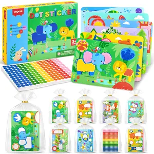 JoyCat 24 Pack Dot Art Craft Kits for Kids Party Favors, Mess-Free Dot Sticker Activity Set with 4800+ Stickers & Goodie Bags, Classroom Prizes, Treasure Box Toys, Goodie Bag Stuffers