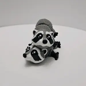Ricky the Raccoon – Mini Articulated Trash Panda Desk Toy in Black & Gray Decor Guy Ornaments Decoration