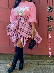 Fashion High-Waisted Belted Fitted Skirt, Perfect Curve Showoff, Ideal for Daily & Casual Wear, Stylish Half-Sleeve Design