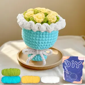 Handmade Flower Crochet Kit, Complete Set with Hook, Instructions Manual, Detailed Tutorial Videos, Random Accessory Colors, Crochet Gifts