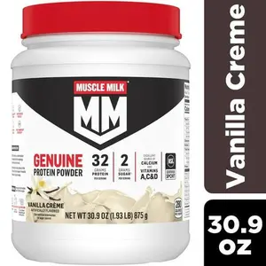 Muscle Milk Genuine Protein Powder, Vanilla, 32g Protein, 1.9lb, 30.9oz