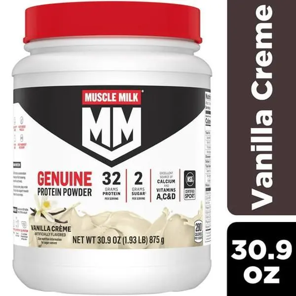 Muscle Milk Genuine Protein Powder, Vanilla, 32g Protein, 1.9lb, 30.9oz