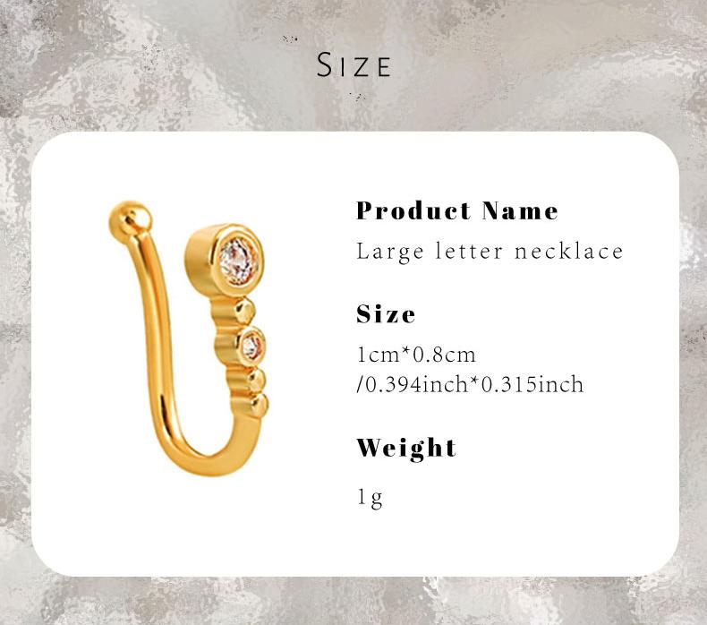 GGIRL 4pac/Set 18k Gold Plated U-Shaped Non-porous Nose Ring Set for Women Men Sparkning Dainty Simple Fashion Stainless Steel Noseclip Inset Synthetic Zirconia No Needle Punk Nose Piercing Jewelry Creative Gift Horseshoe No Piercing Nose Ring Set